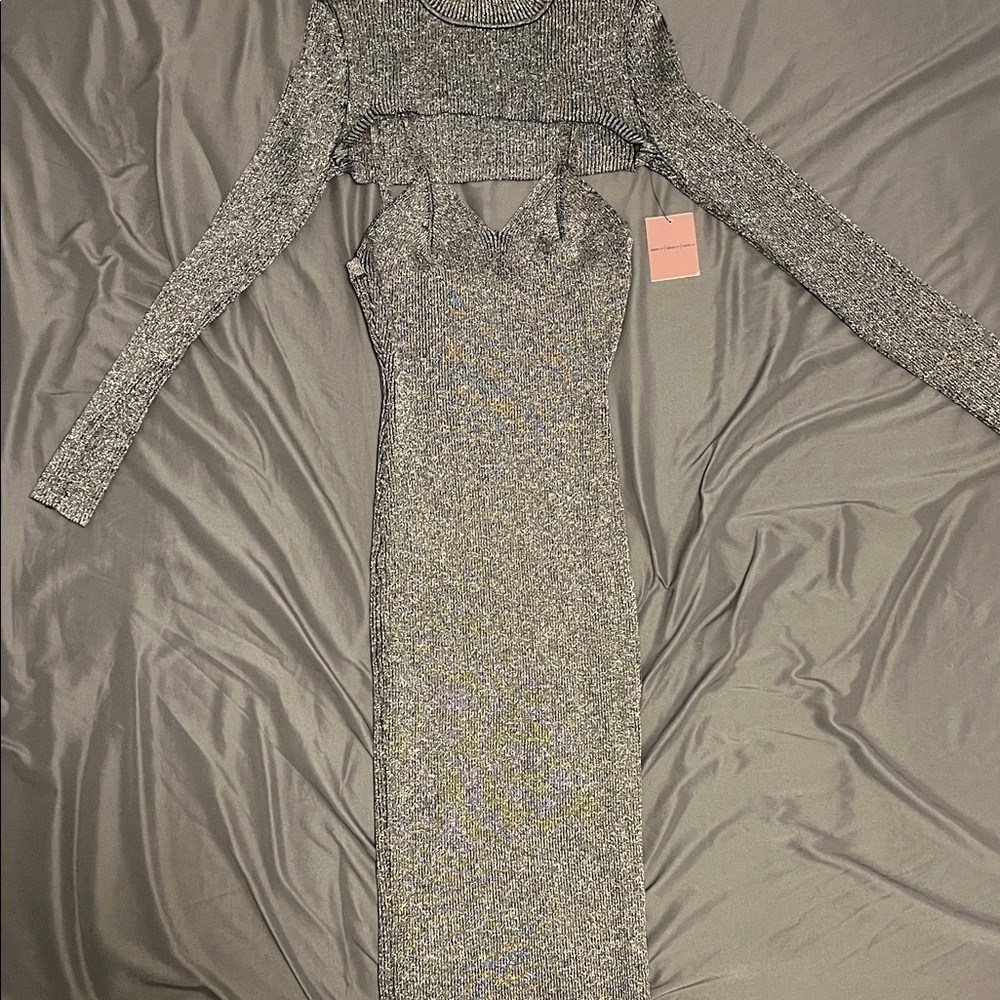 Almost Famous Metallic Long Sleeve Dress